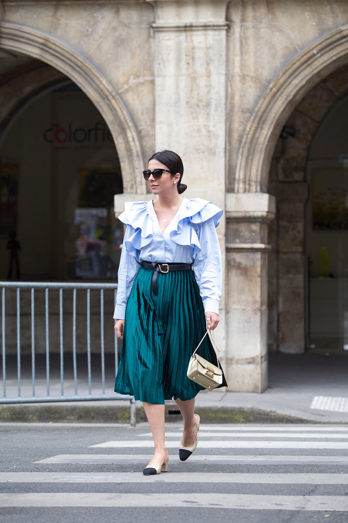 green velvet pleated skirt - Stella Asteria Fashion & Lifestyle Blogger