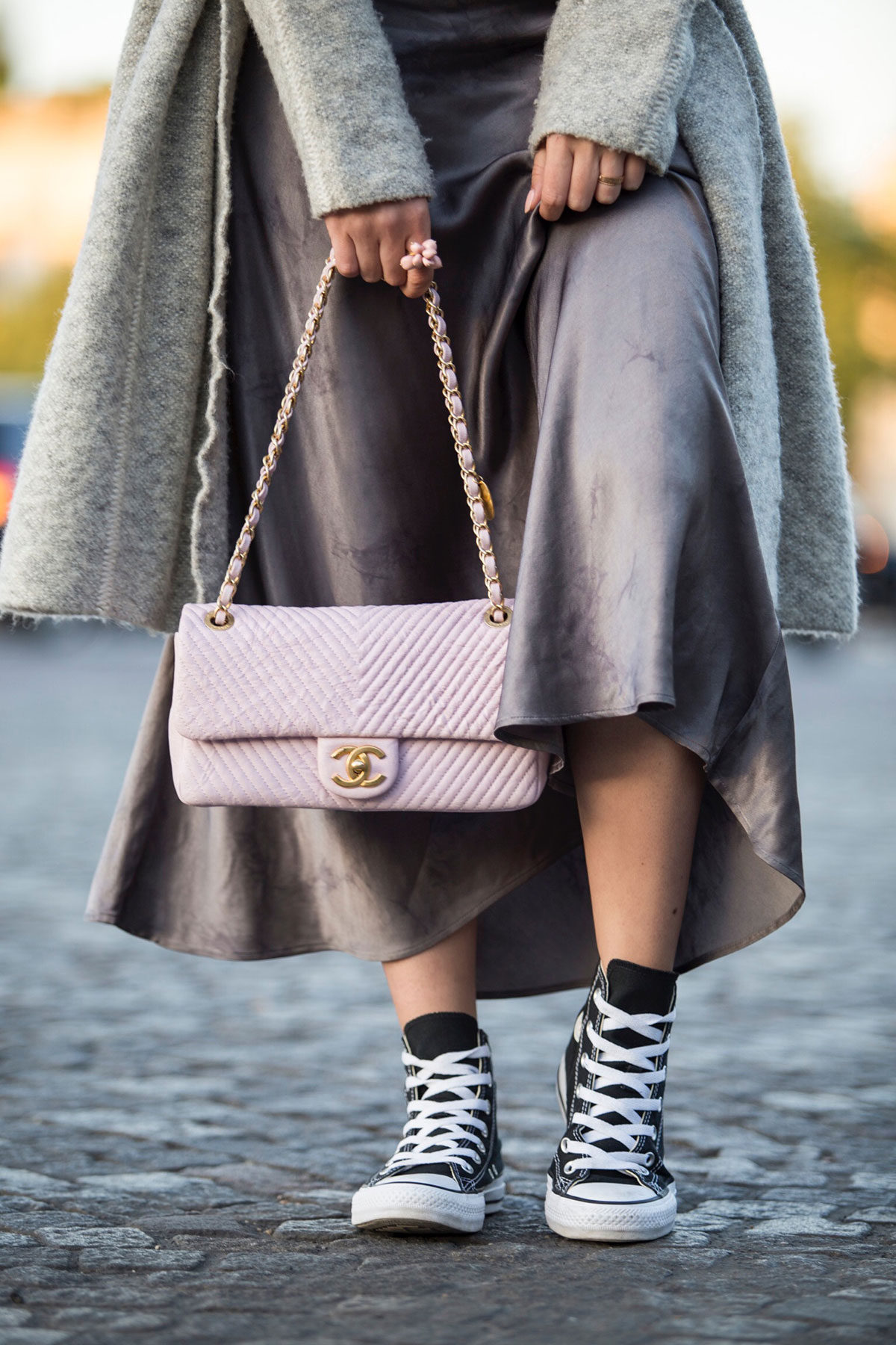 pink Chanel bag and Converse all star sneakers as seen on Stella Asteria - Fashion & Lifestyle Blogger