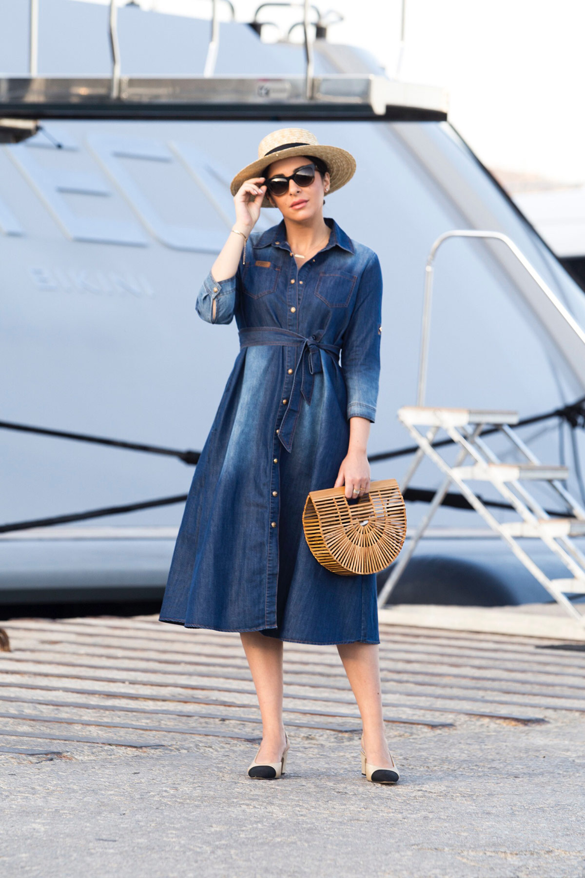 chanel denim dress