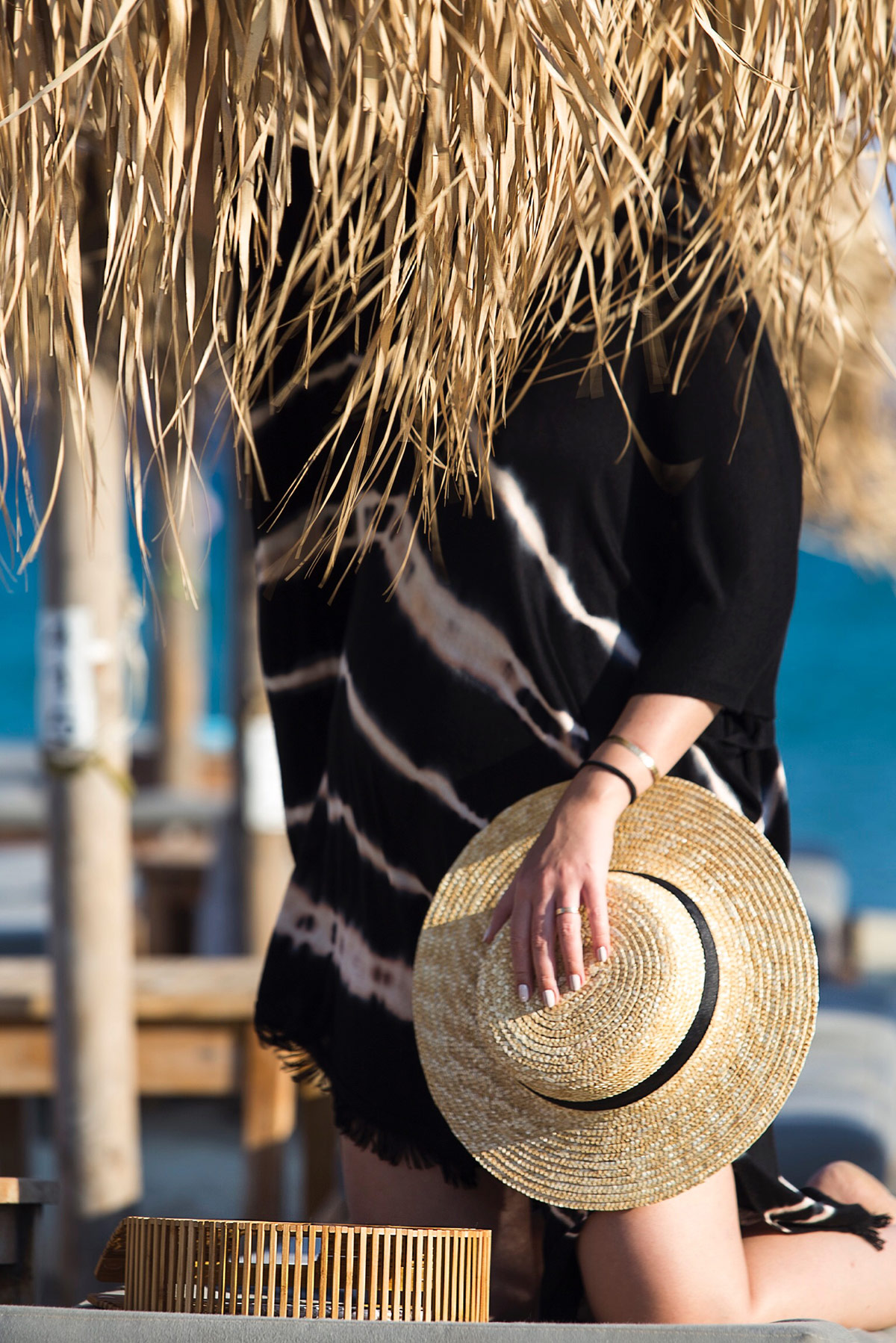 Straw Hat & Tie Dye Beach Look in Mykonos - by Stella Asteria Fashion & Lifestyle Blogger
