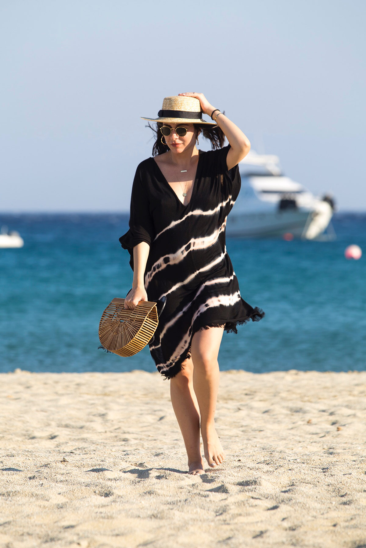 Tie Dye Beach Look in Mykonos with Cult Gaia Bag - by Stella Asteria Fashion & Lifestyle Blogger