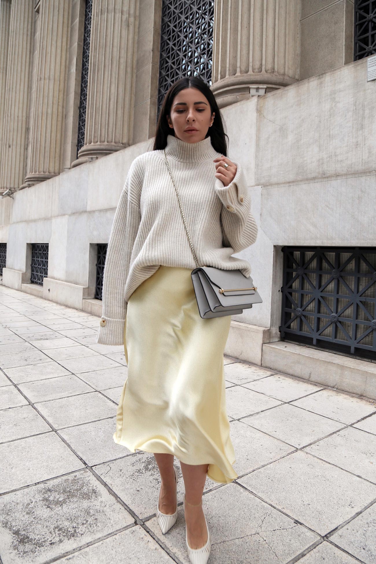 How To Wear A Satin Slip Skirt In Fall 