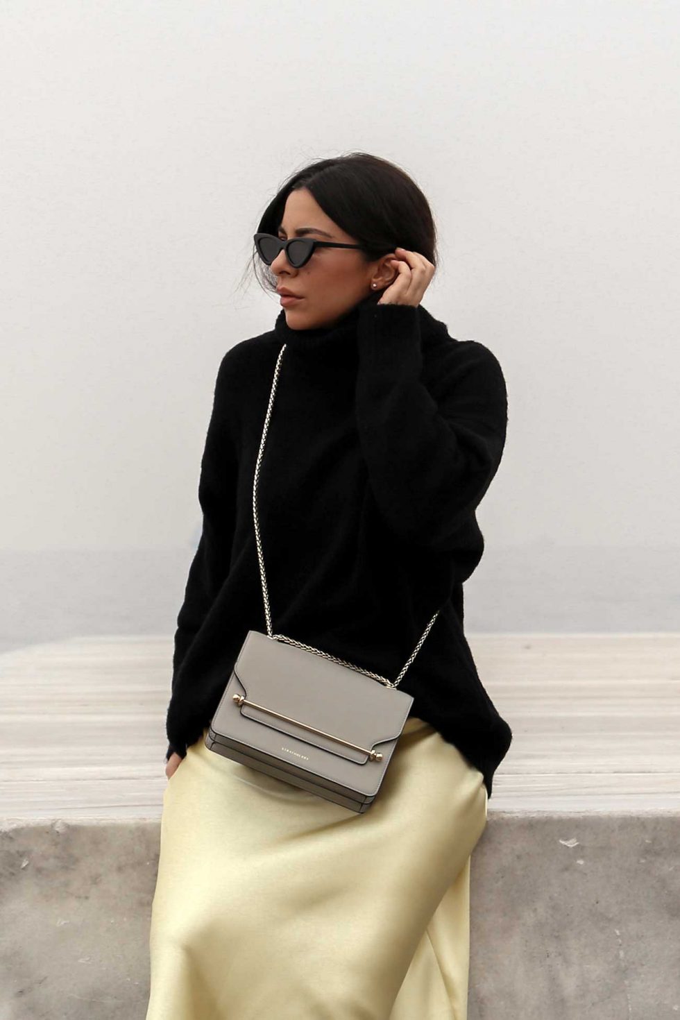 how to wear satin skirt in winter